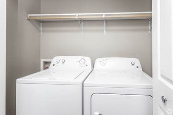 A washer and dryer in a laundry room